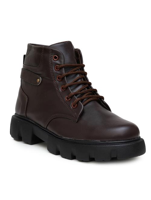 women brown solid lace-up boot - 21613835 - Standard Image - 0
