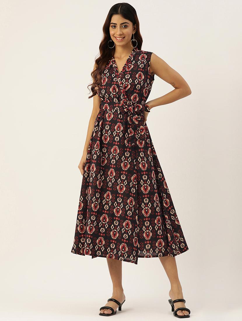 women sleeveless printed a-line dress - 21613841 - Zoom Image - 0