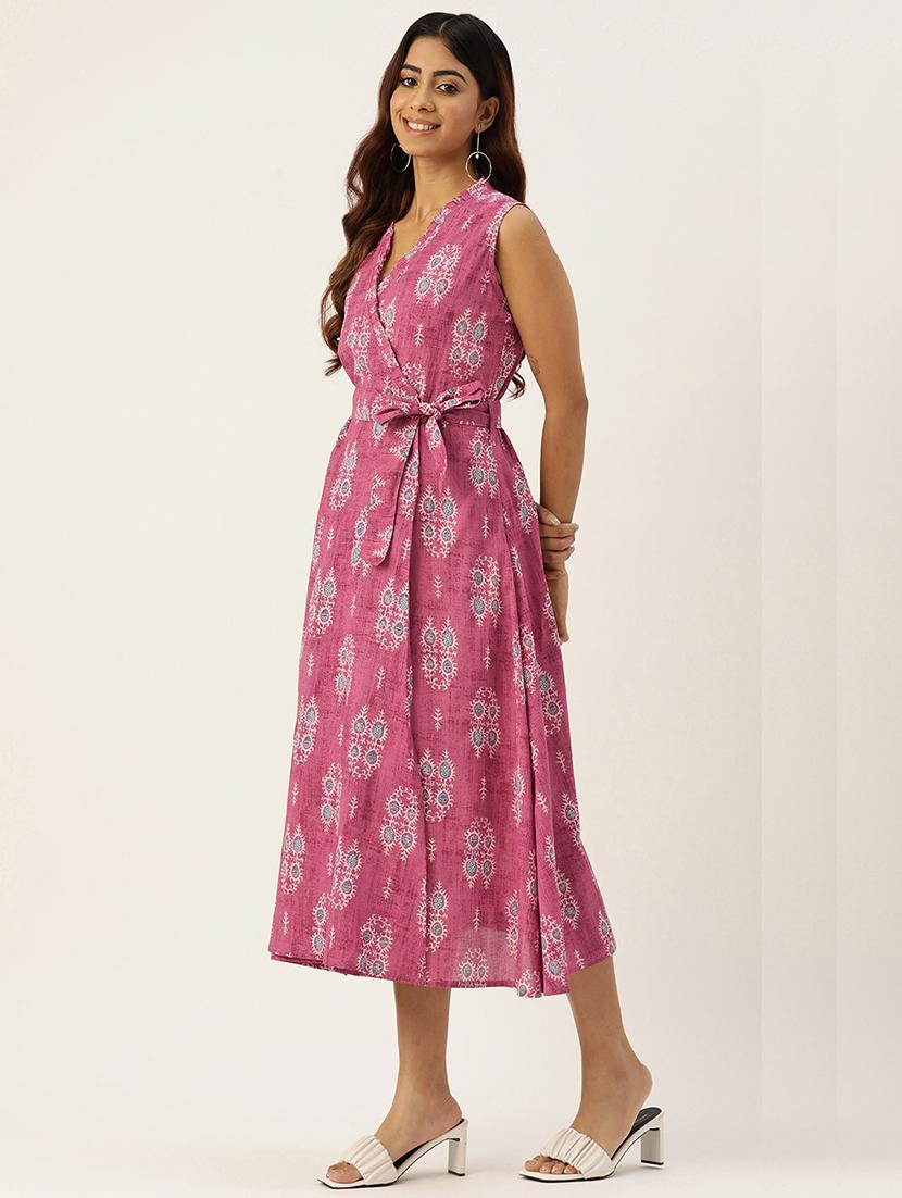 women sleeveless printed a-line dress - 21613843 - Standard Image - 2
