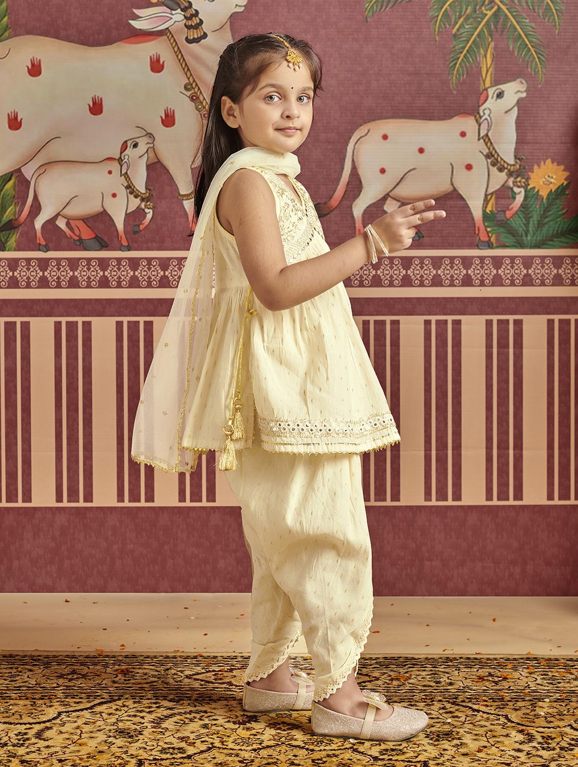 girls self design festive wear ethnic set - 21613955 - Standard Image - 2