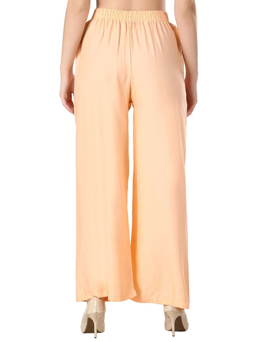 women orange solid palazzo - 21614082 -  Standard Image - 2