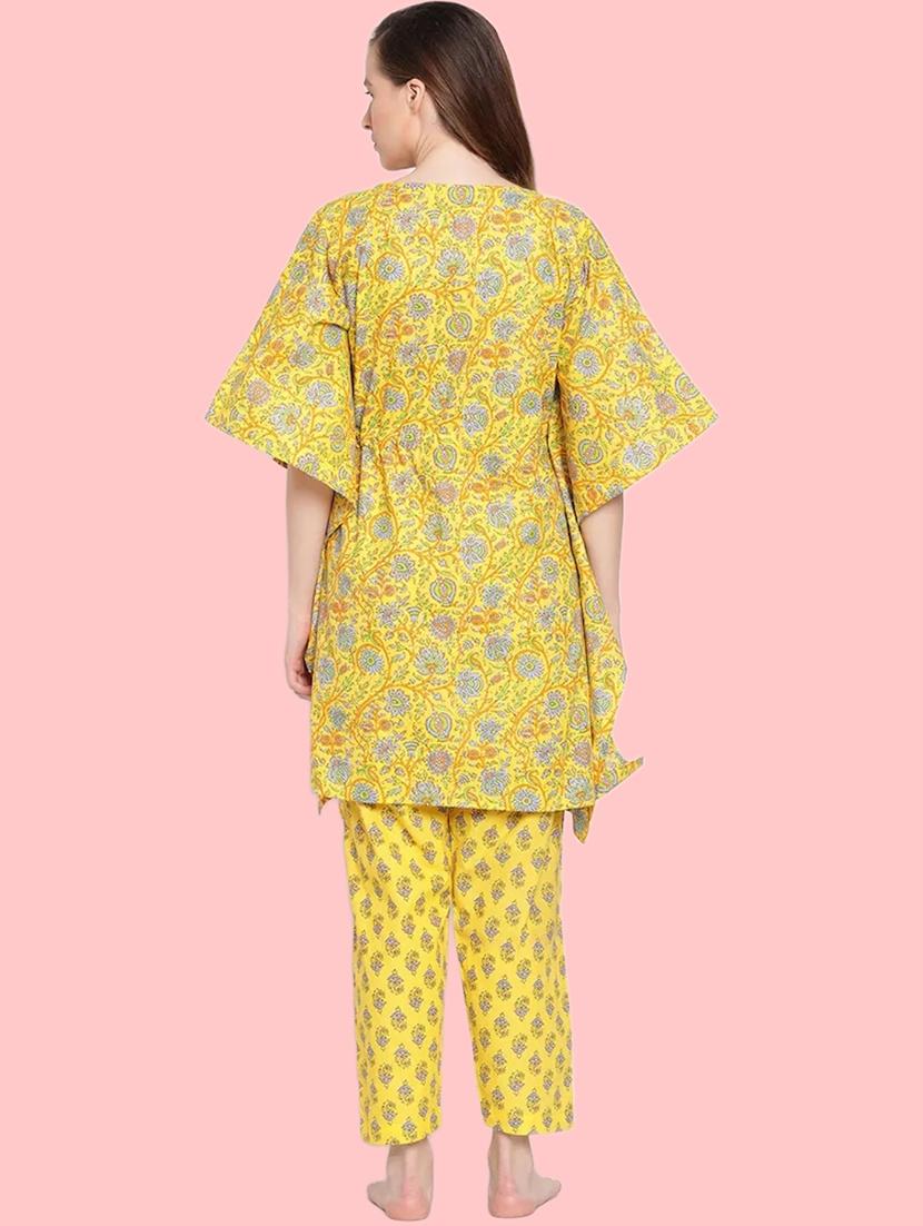 women yellow printed nightwear set - 21614090 - Standard Image - 2