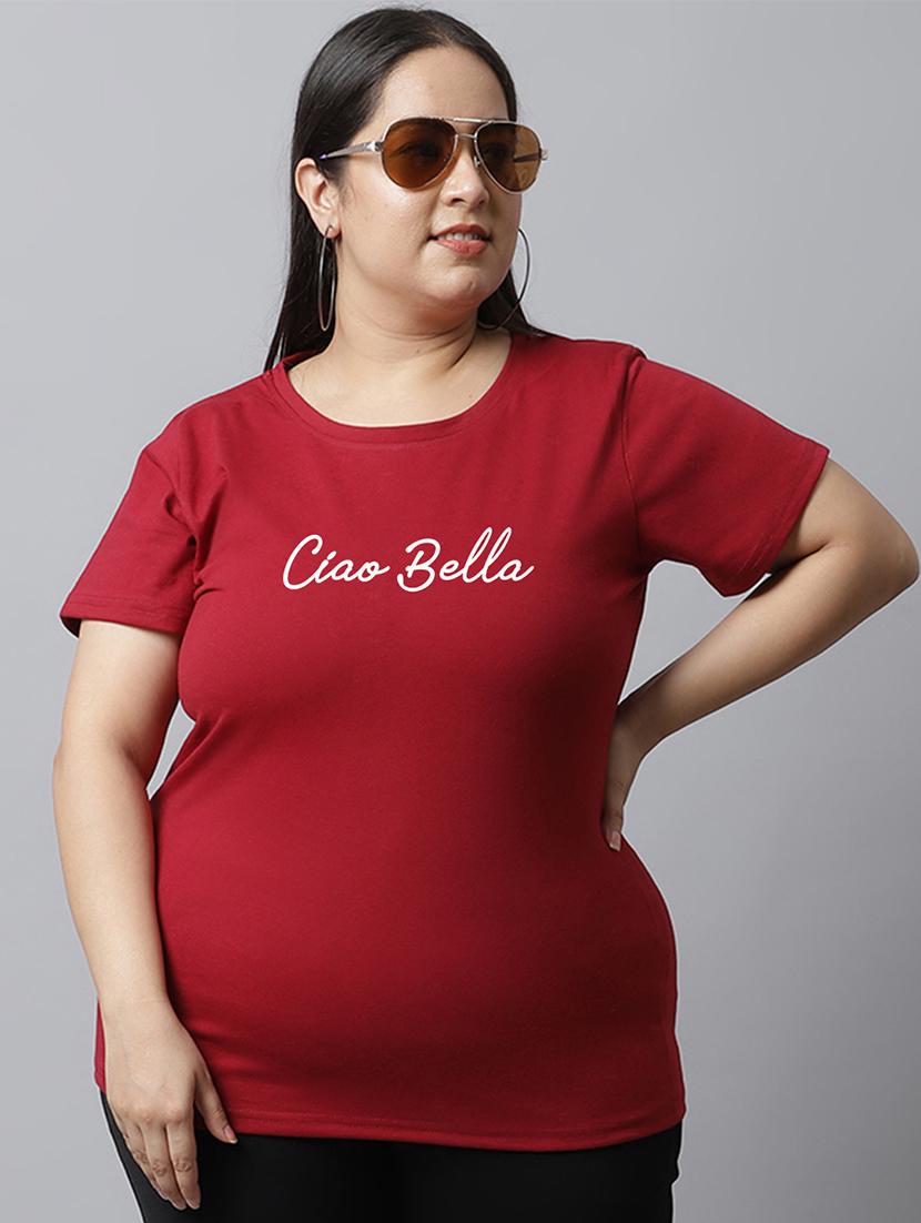 women typographic chest printed plus size t-shirt - 21615075 - Standard Image - 2