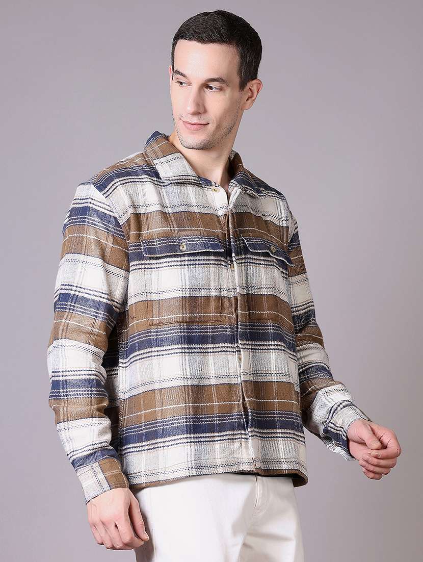 men checks long sleeve shacket - 21615654 -  Standard Image - 2