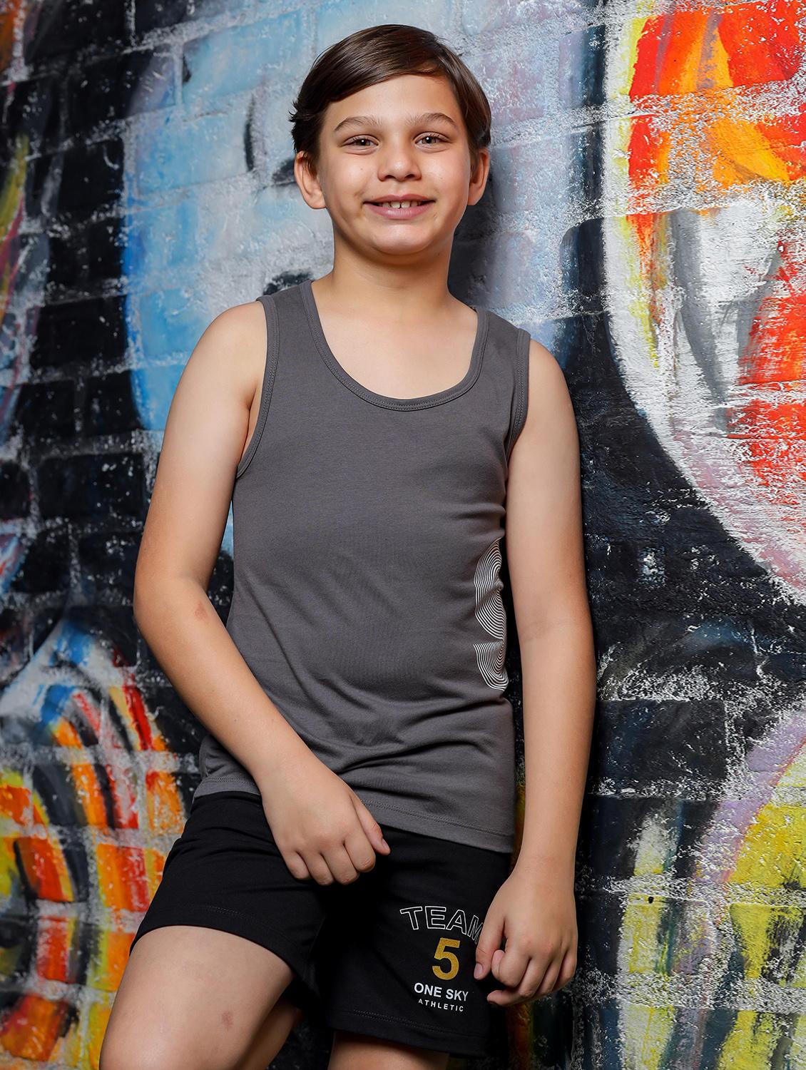 boys printed round neck vest - 21615929 - Standard Image - 2