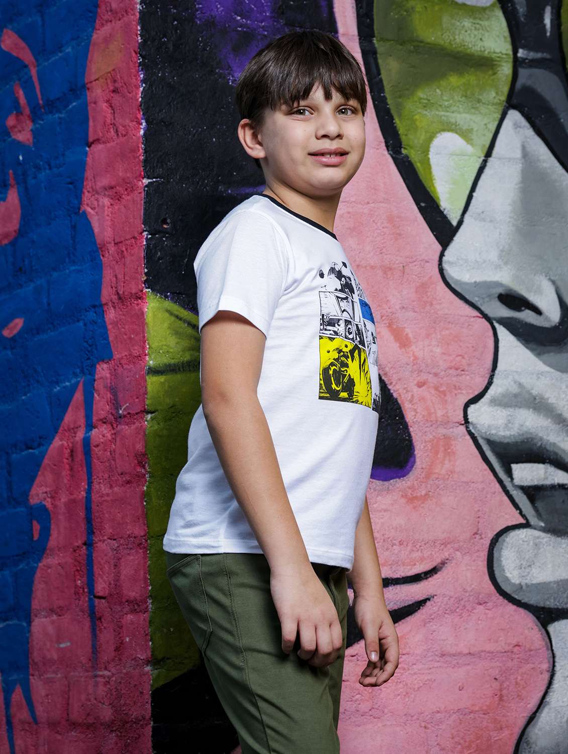 boys round neck front print short sleeves t-shirt - 21617013 - Standard Image - 2