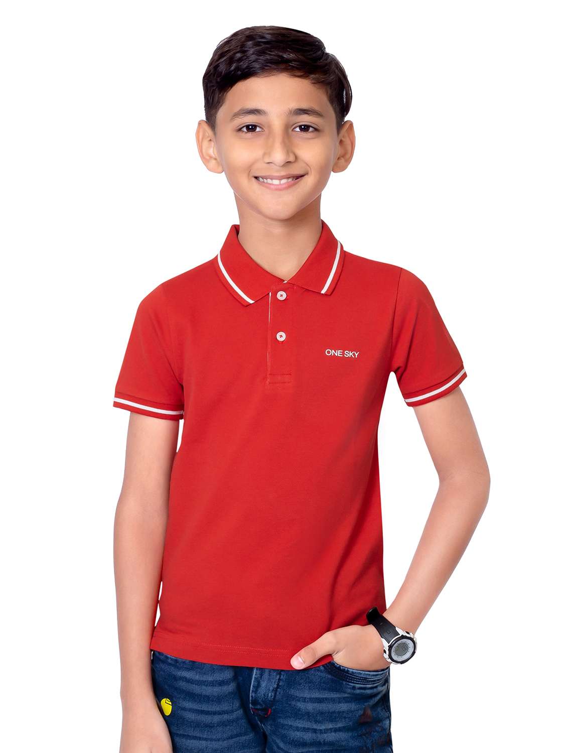 boys solid short sleeves polo t-shirt - 21617031 - Zoom Image - 0