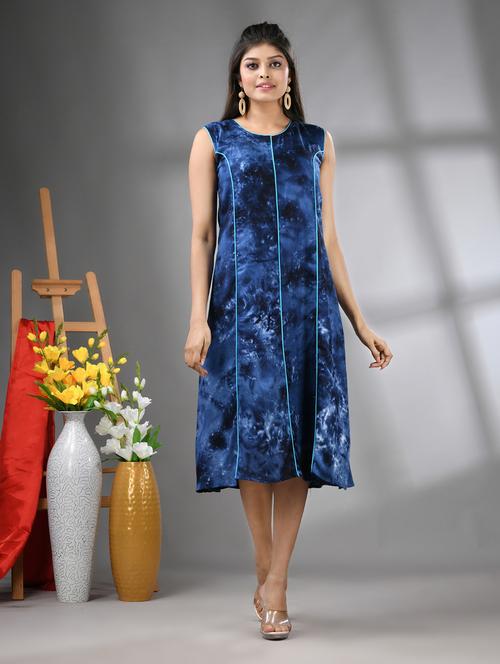 women printed sleeveless a-line ethnic dress - 21617142 -  Standard Image - 0