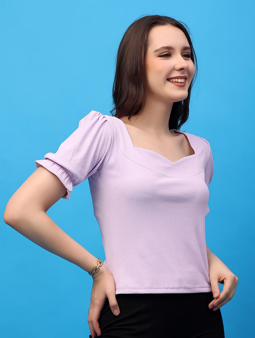 women solid short sleeves top - 21617273 - Standard Image - 2
