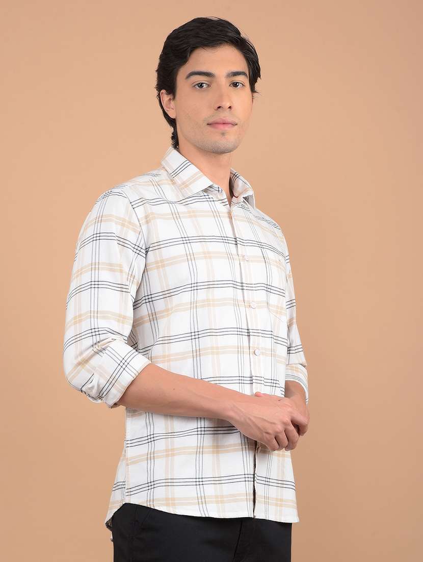 men long sleeves checkered casual shirt - 21617291 -  Standard Image - 2