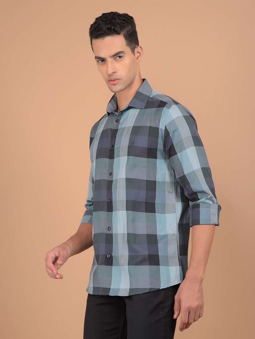 men long sleeves checkered casual shirt - 21617331 -  Standard Image - 2