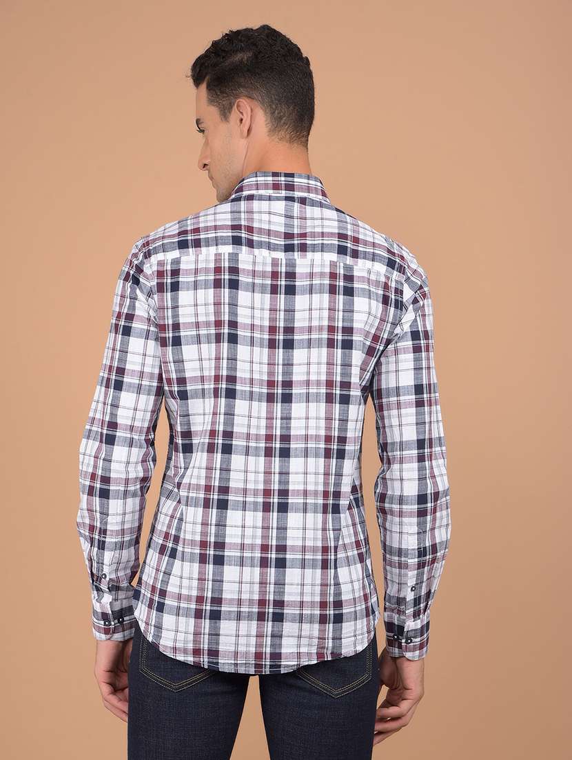 men long sleeves checkered casual shirt - 21617361 -  Standard Image - 2