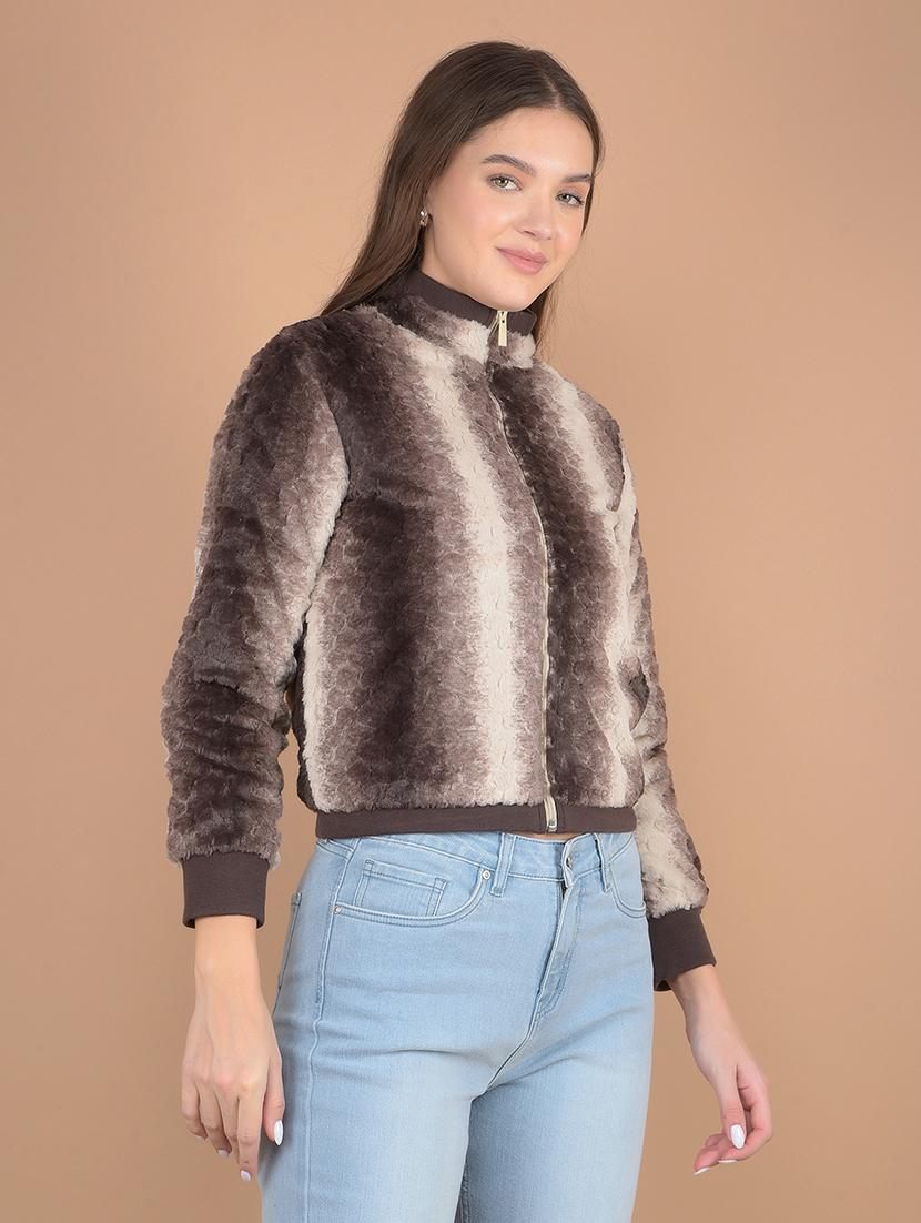 women self design long sleeves jacket - 21617396 - Standard Image - 2