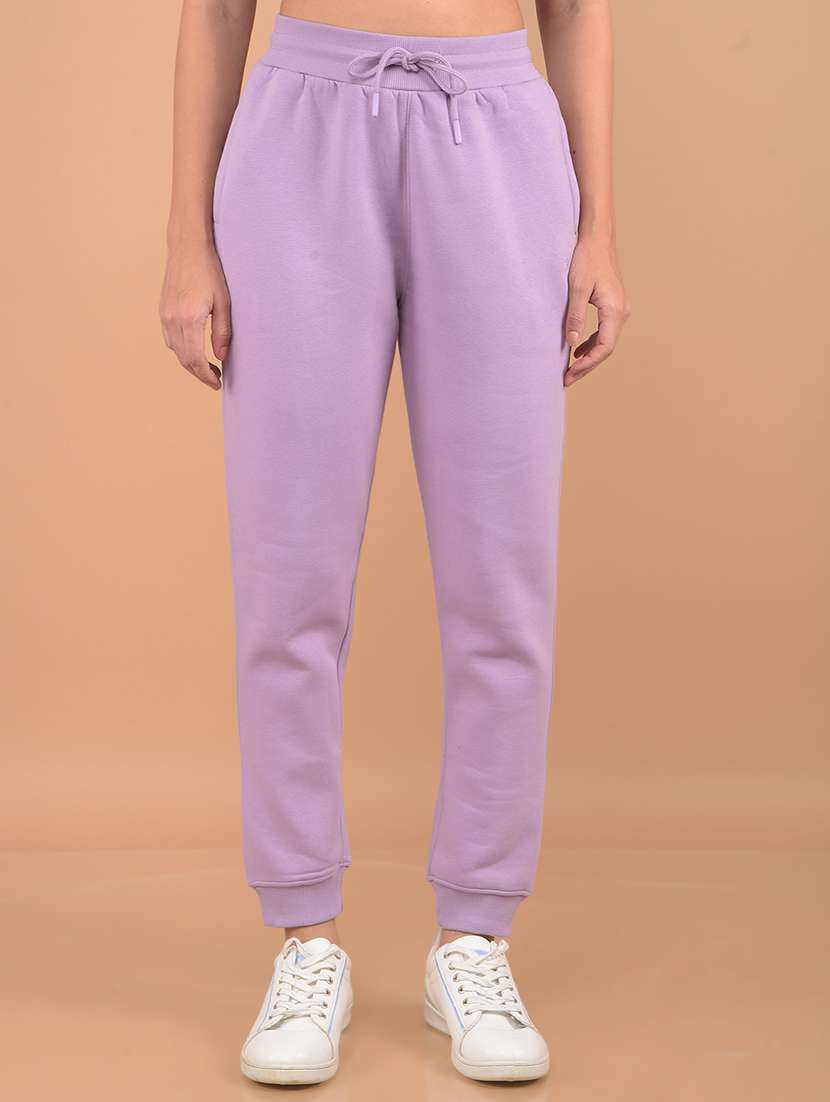 women mid rise solid joggers