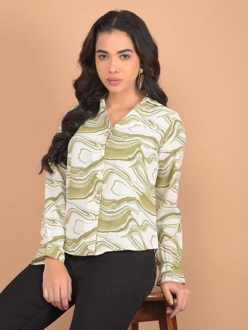 women printed collared shirt - 21617402 - Standard Image - 0