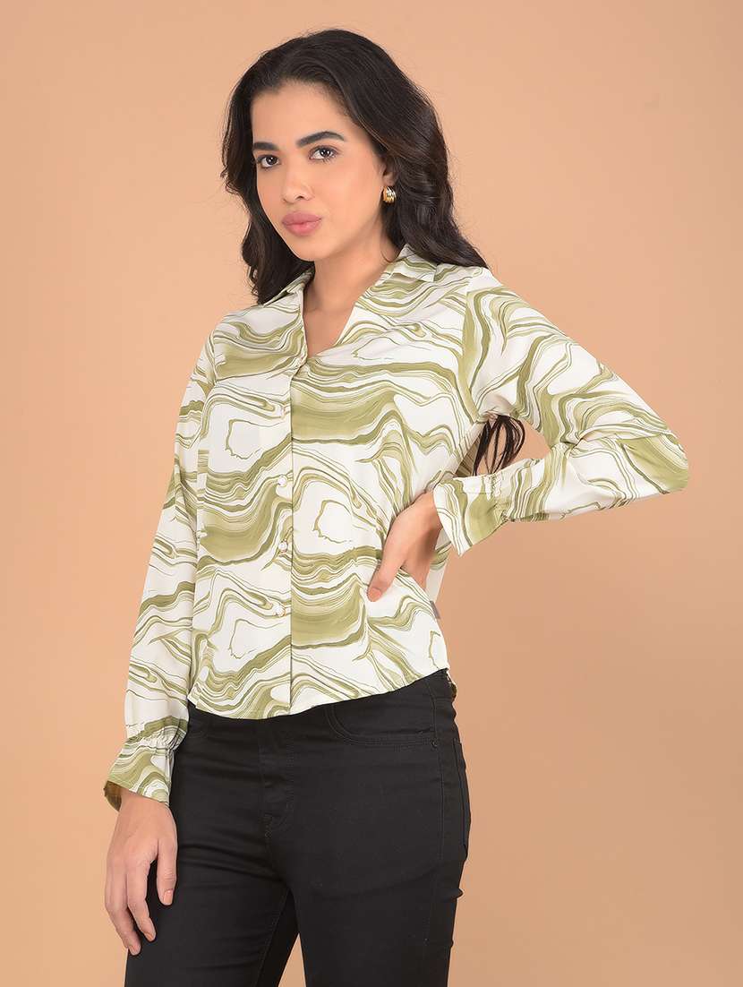 women printed collared shirt - 21617402 - Standard Image - 2
