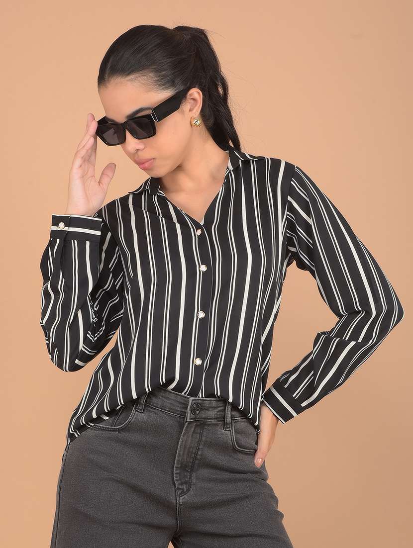 women black stripes regular shirt - 21617404 - Standard Image - 2