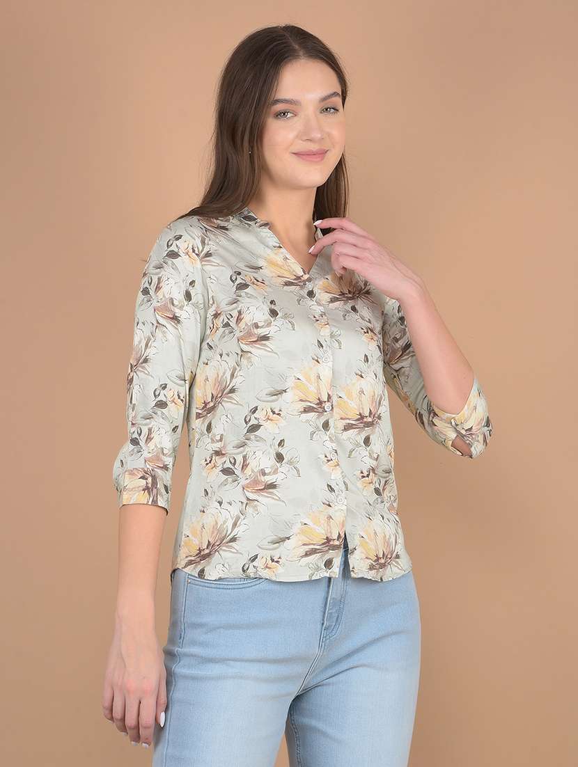 women floral printed v neck t-shirt - 21617410 -  Standard Image - 2