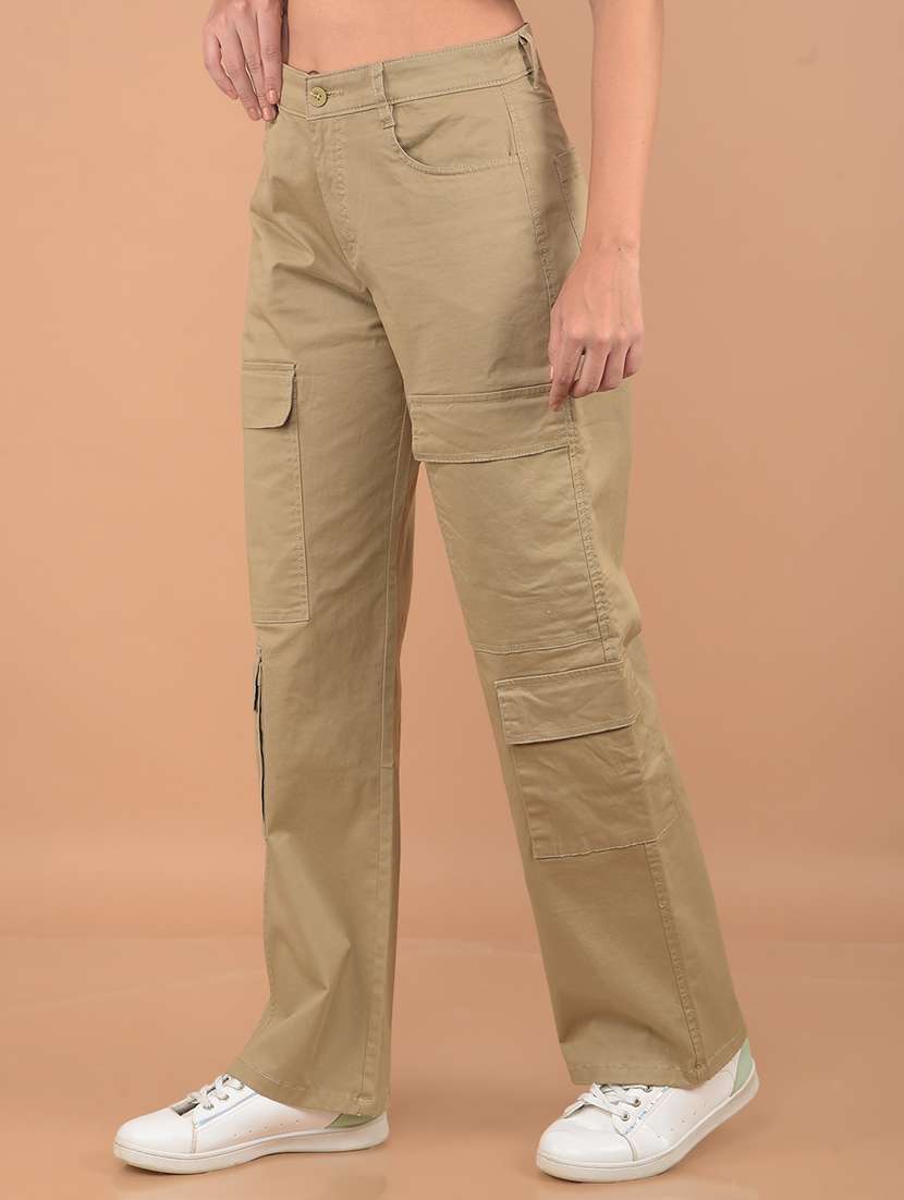 women mid rise solid cargo - 21617414 -  Standard Image - 2