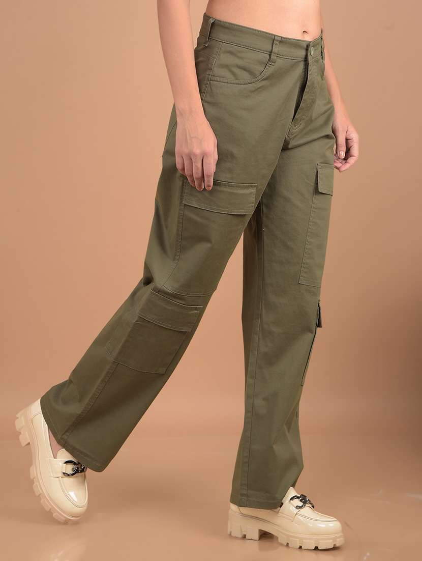 women mid rise solid cargo - 21617416 -  Standard Image - 2