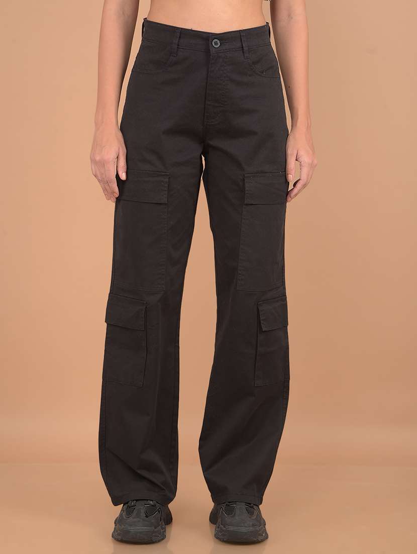 women black solid cargo