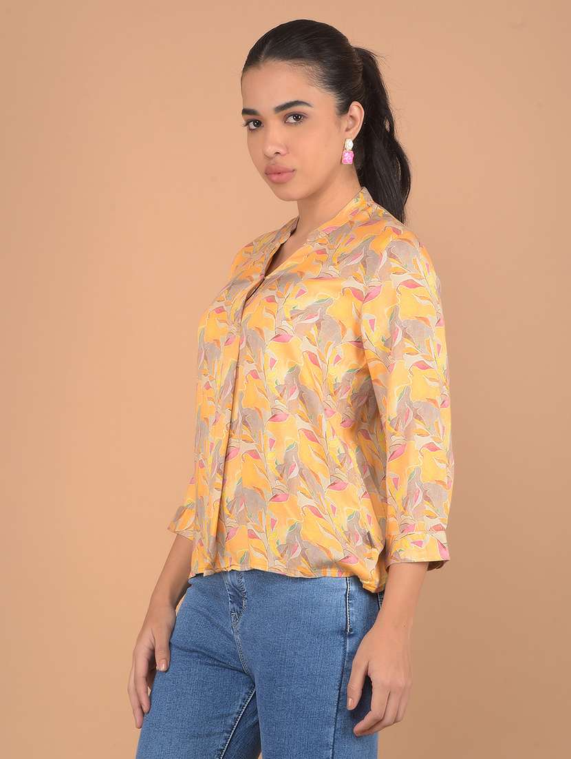 women printed three quarter sleeves top - 21617421 - Standard Image - 2