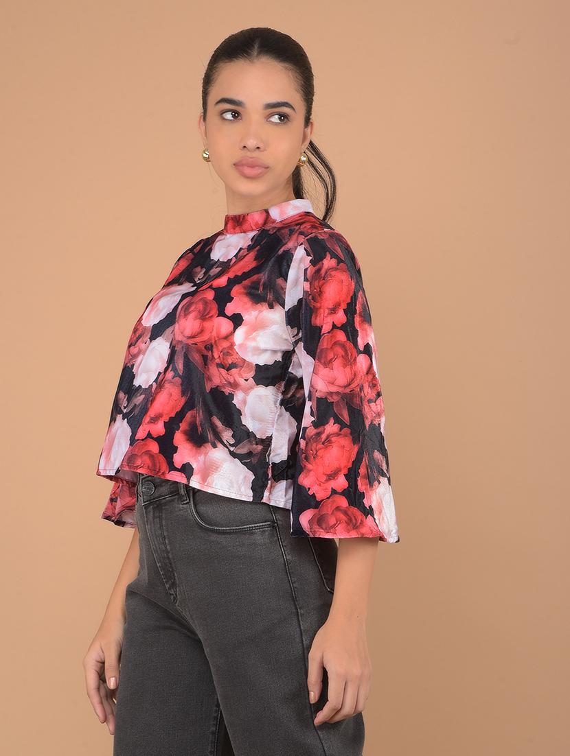 women multicolored floral printed crop top - 21617423 - Zoom Image - 0