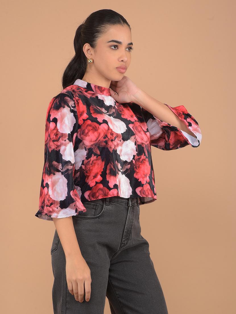 women multicolored floral printed crop top - 21617423 - Standard Image - 2