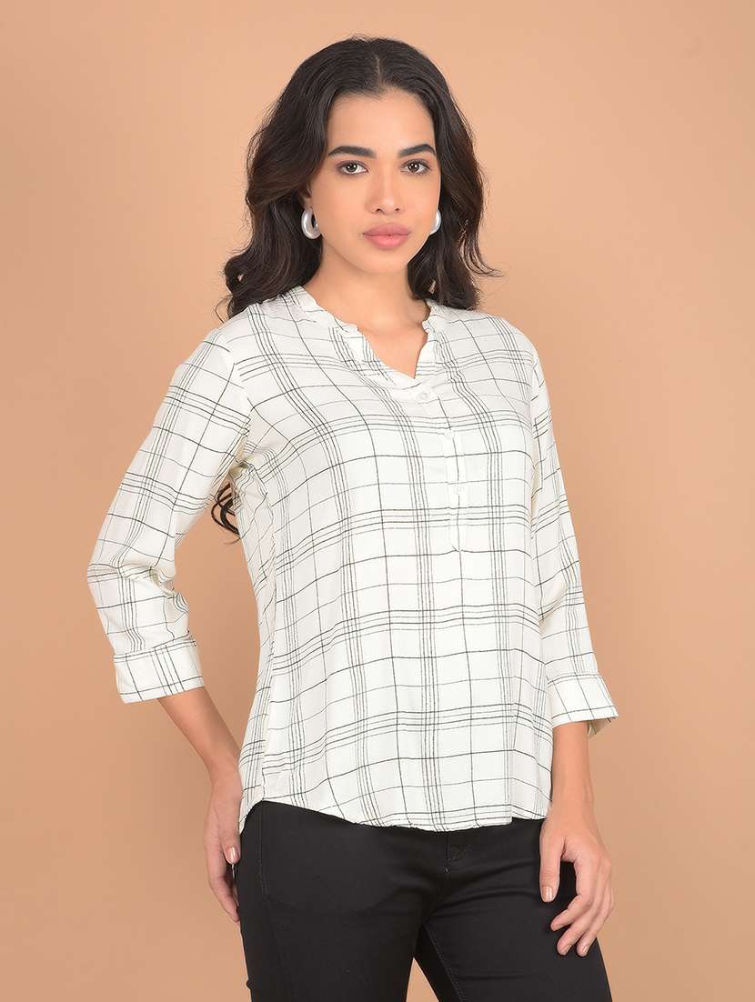 women white checks regular top - 21617433 - Standard Image - 2
