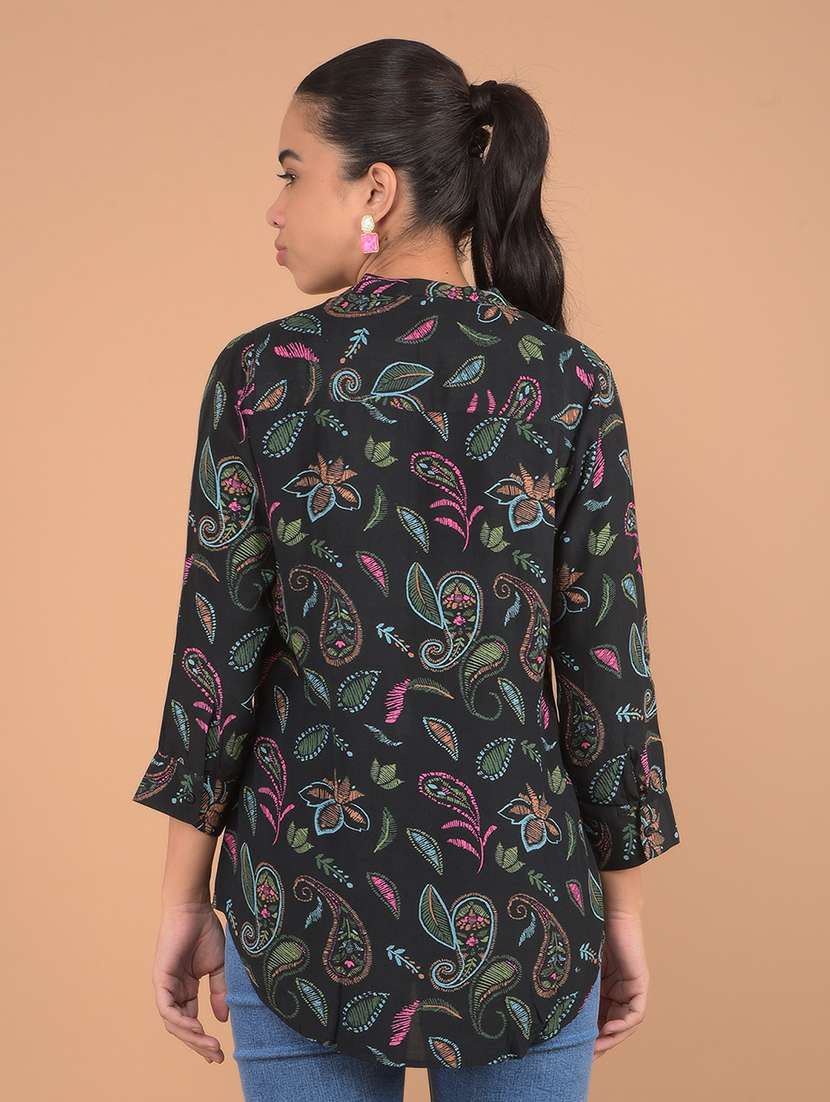 women black paisley printed regular top - 21617436 -  Standard Image - 2
