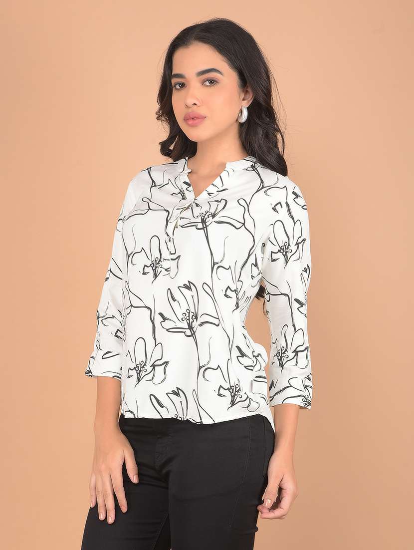 women printed three quarter sleeves top - 21617441 -  Zoom Image - 0