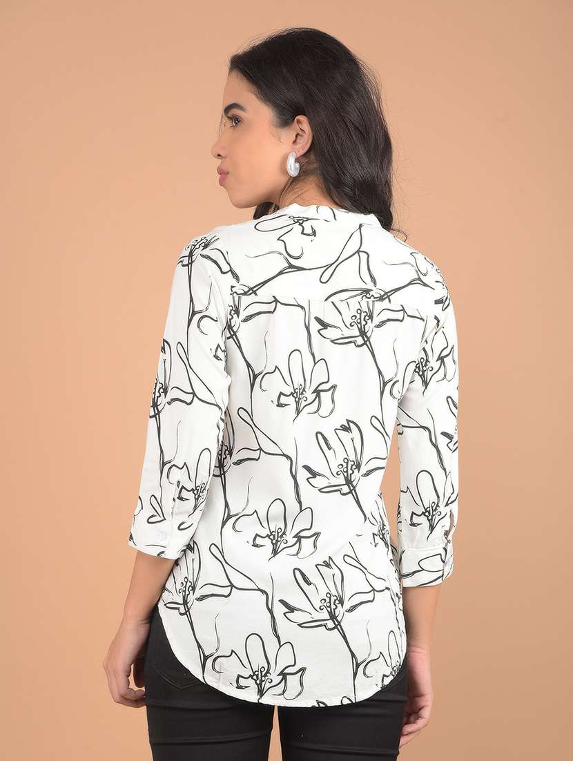 women printed three quarter sleeves top - 21617441 - Standard Image - 2