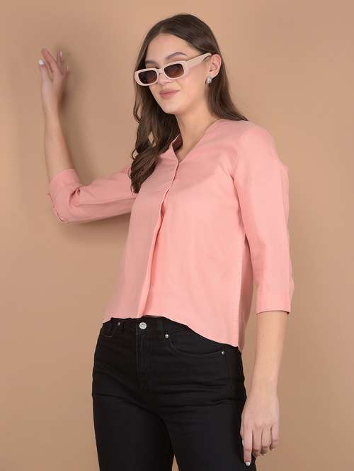 women solid three quarter sleeves top