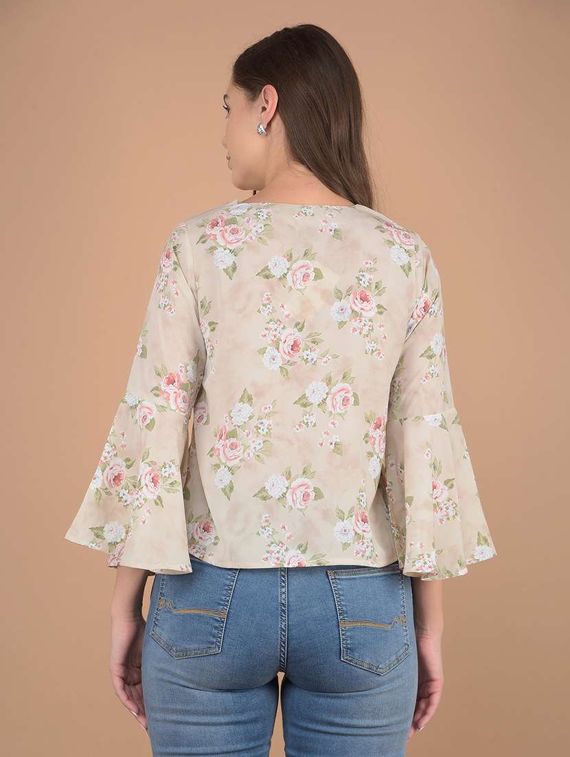 women floral printed v neck top - 21617447 - Standard Image - 2