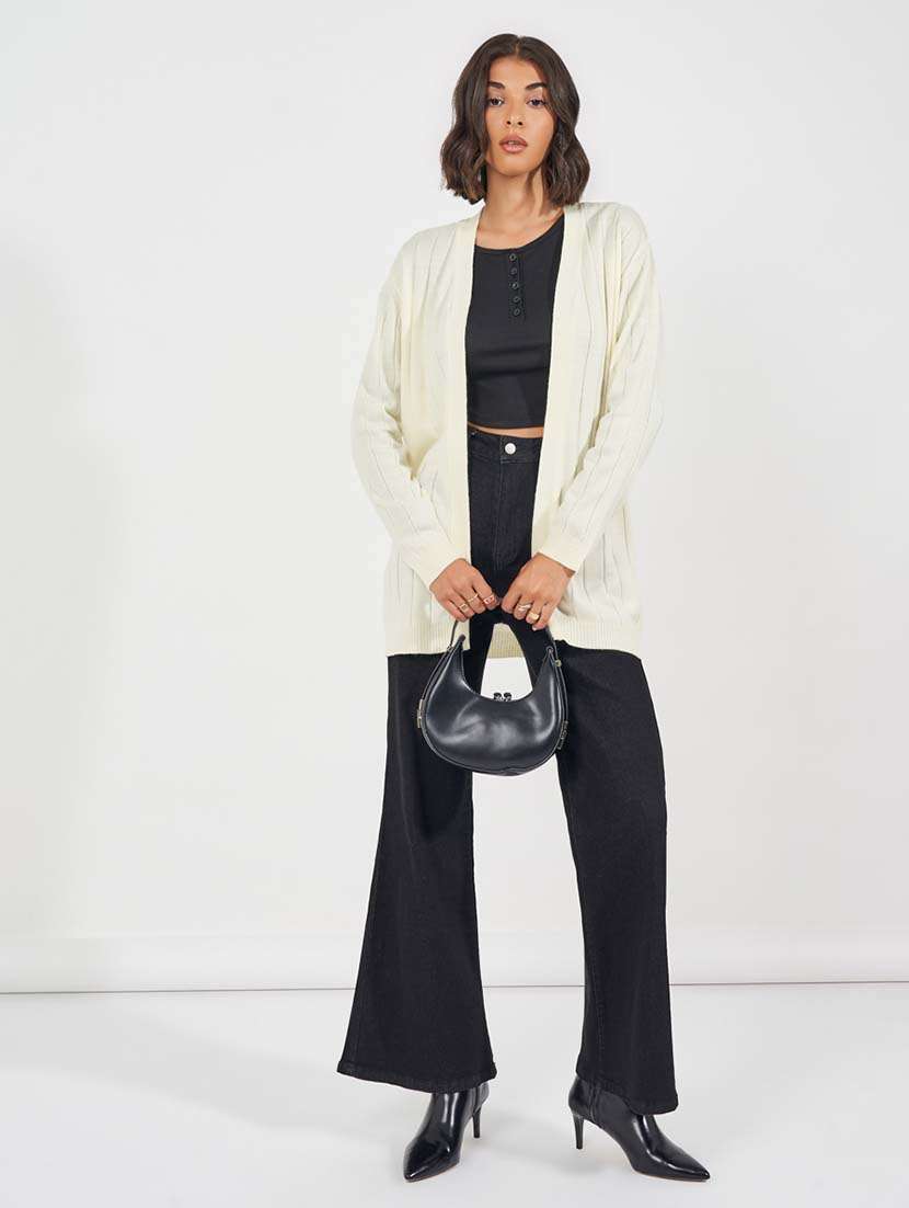 women self design long sleeve cardigan - 21618053 -  Standard Image - 2