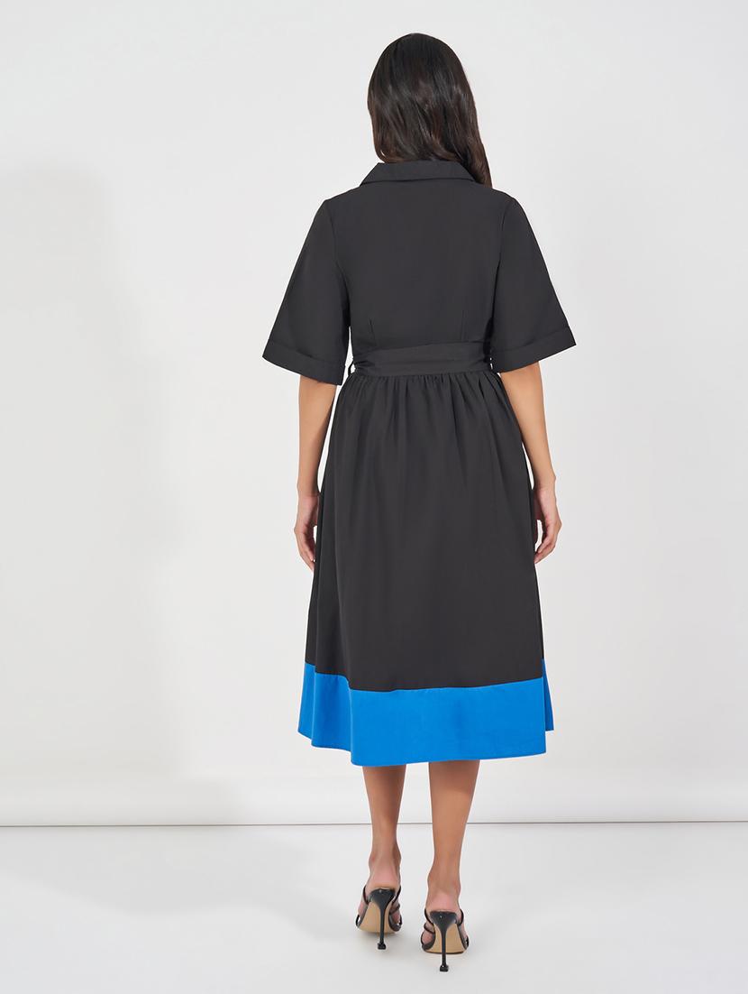 women black solid short sleeve wrap dress - 21618073 - Standard Image - 2