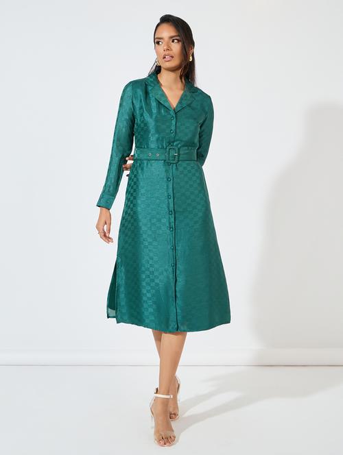 women green self design shirt dress - 21618076 - Standard Image - 0