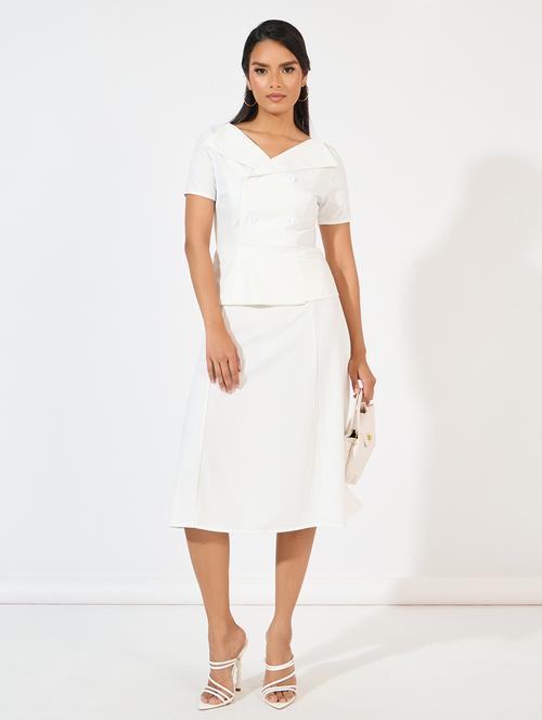 women off white solid a-line dress - 21618085 - Standard Image - 0