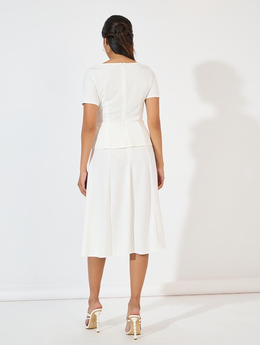 women off white solid a-line dress - 21618085 - Standard Image - 2