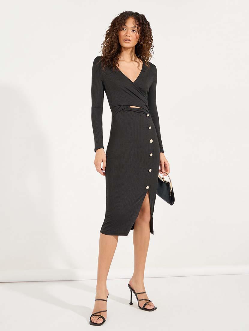 women black solid bodycon dress - 21618101 - Zoom Image - 0