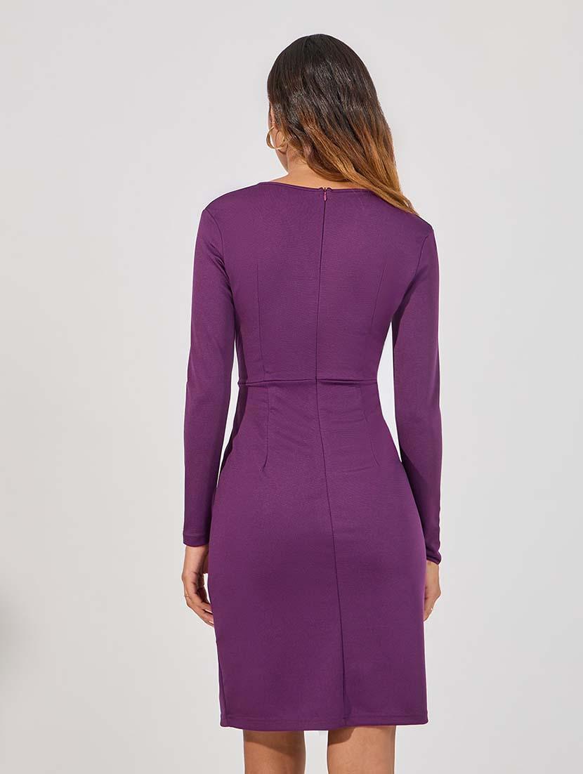 women purple solid wrap dress - 21618106 - Standard Image - 2