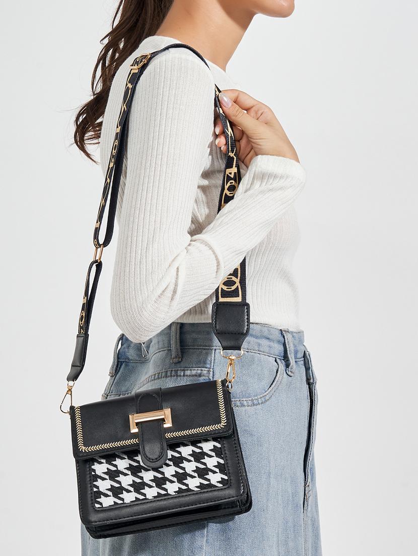 women black textured sling bag - 21618113 - Standard Image - 2