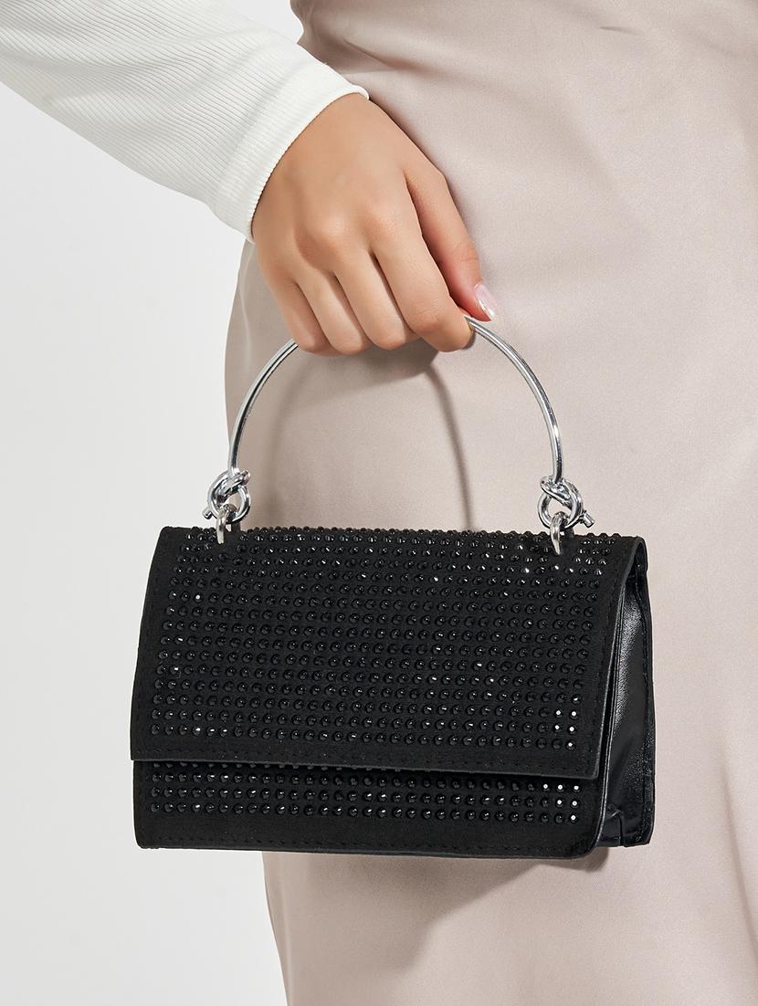 women black textured handbag - 21618115 - Standard Image - 2