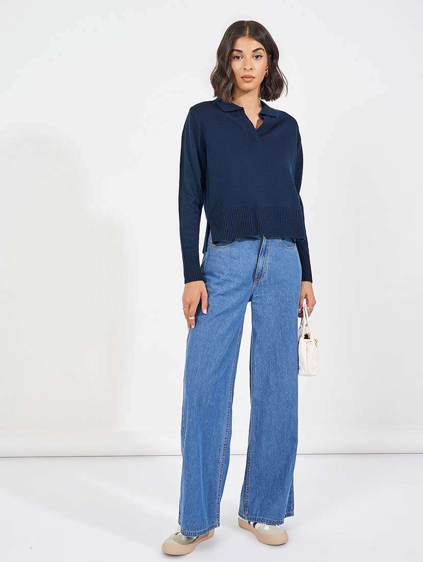 women long sleeve solid pullover - 21618120 -  Standard Image - 2