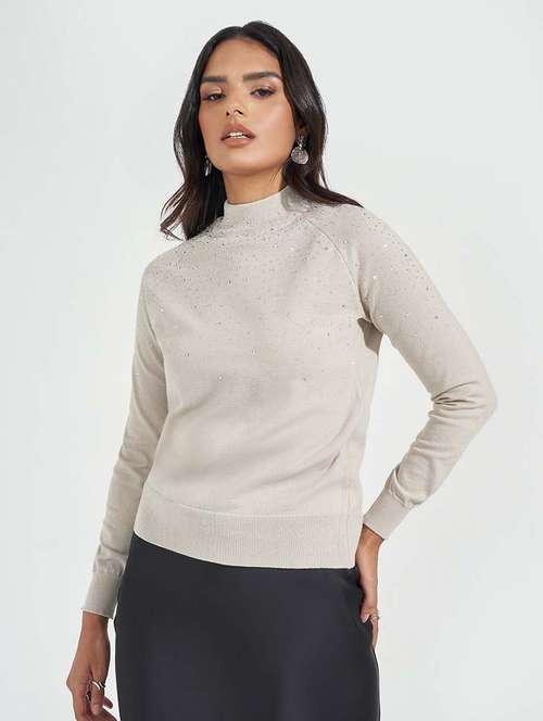 women self design long sleeve pullover - 21618134 - Standard Image - 0