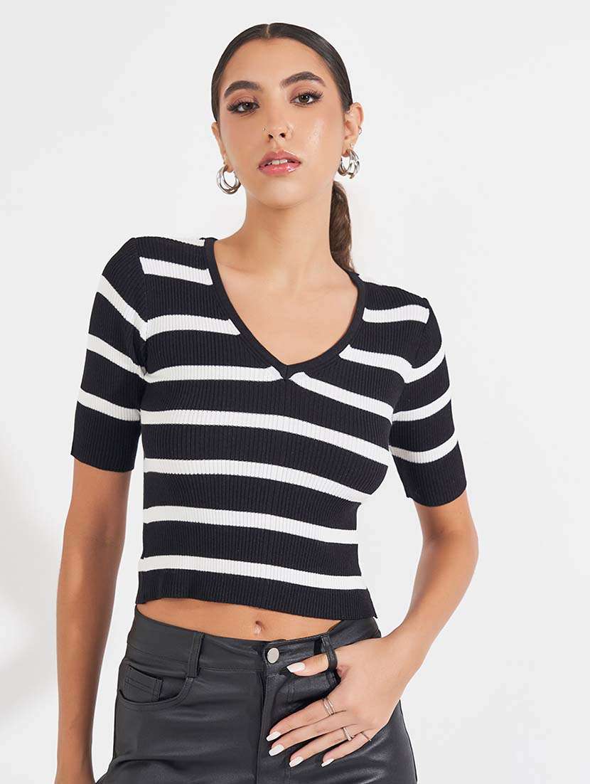 women black stripes pullover