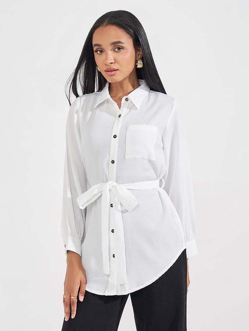 women solid long sleeve regular shirt - 21618149 - Standard Image - 0