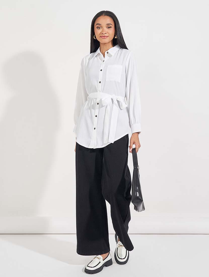 women solid long sleeve regular shirt - 21618149 - Standard Image - 2