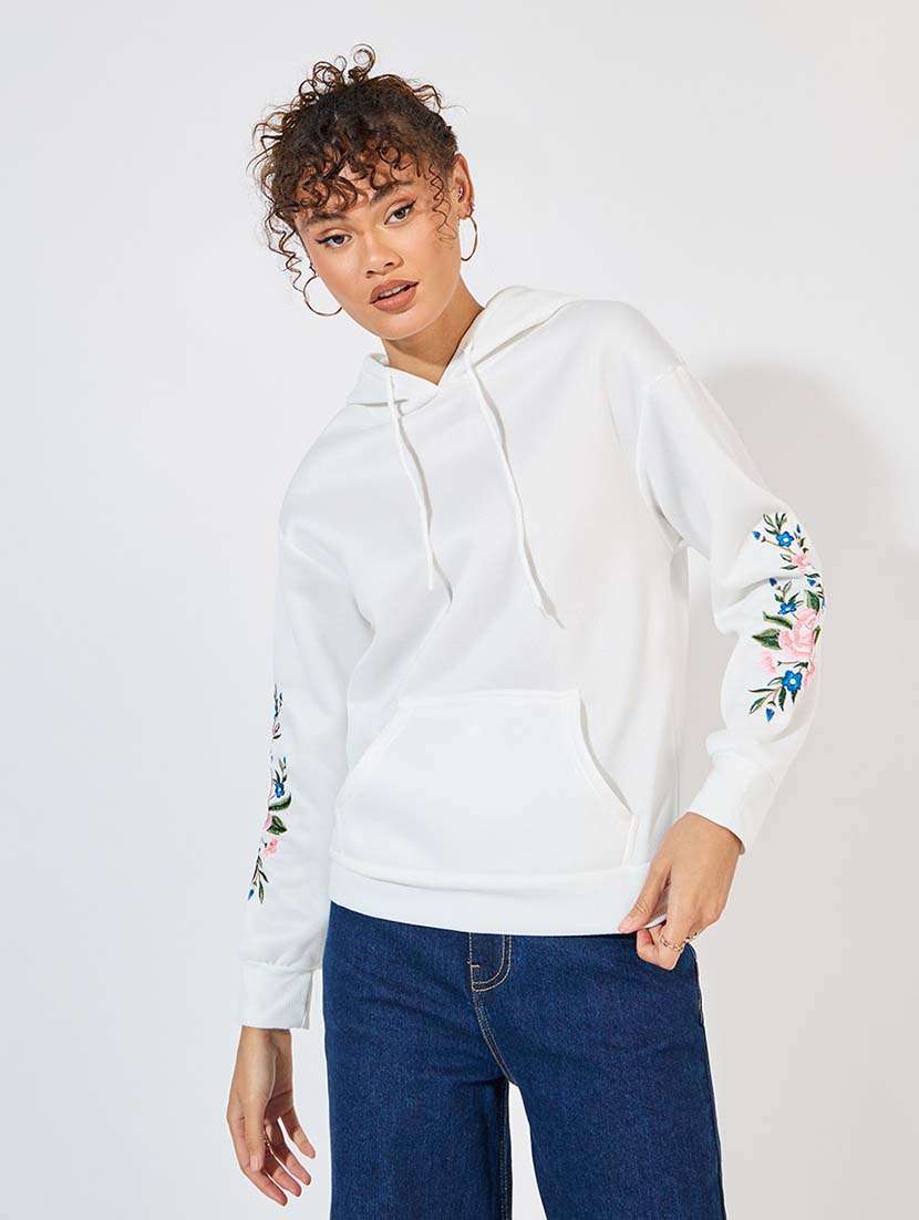 women embroidered long sleeve sweatshirt