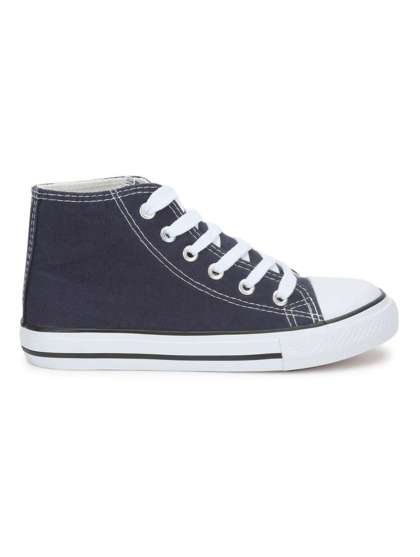 unisex solid lace up canvas sneakers - 21618480 - Standard Image - 2